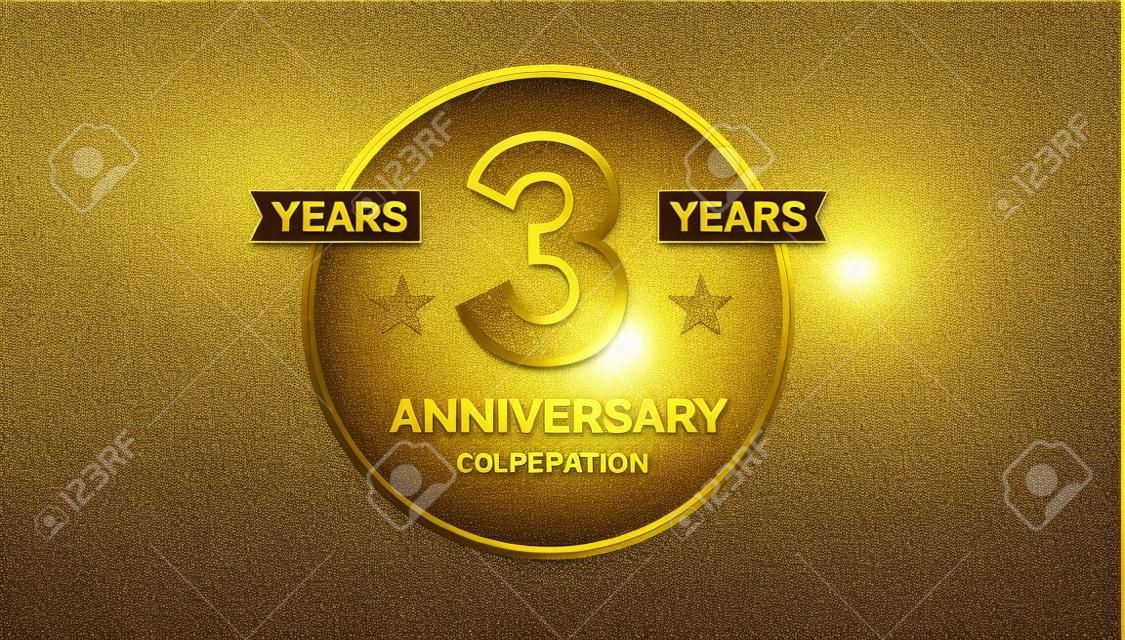 1 year anniversary celebration design template with gold glitter effect.