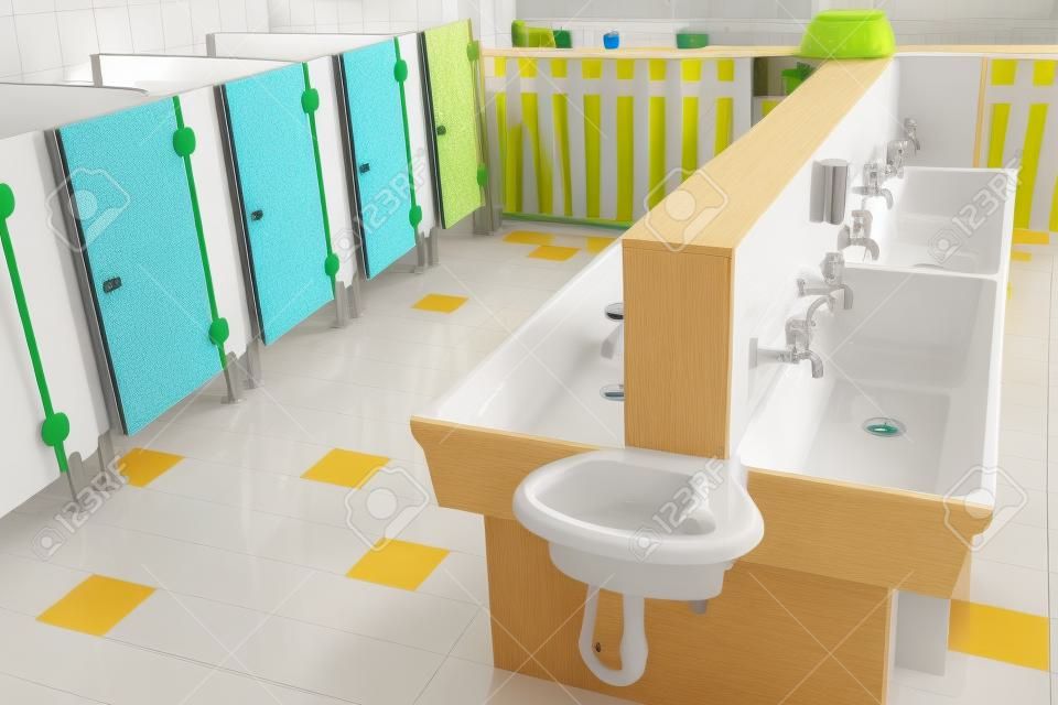 ванные комнаты и низкие тонет в школе для маленьких детей