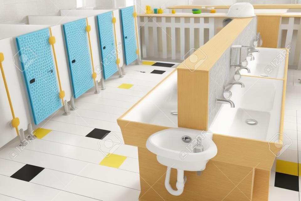 bathrooms and low sinks in a school for young children