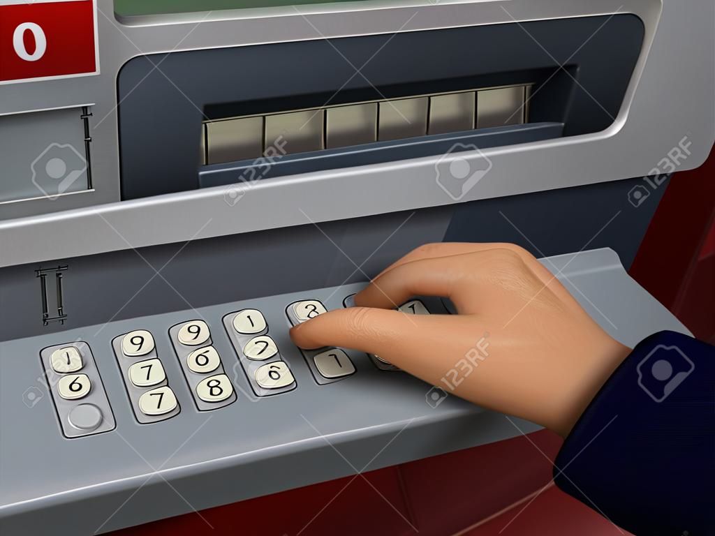 para çekmek için ATM sayısal tuş takımı gizli kodunu girin