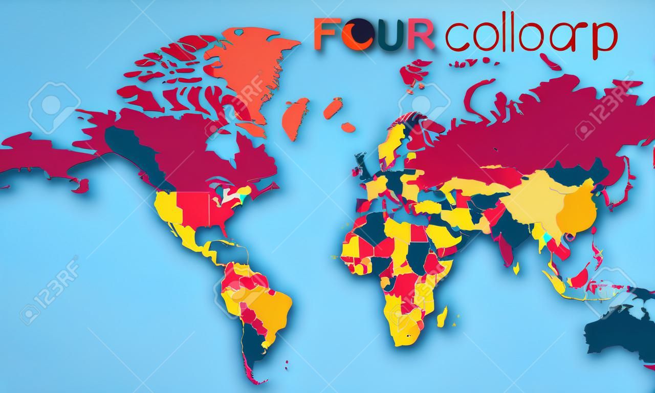 Négy színes világtérkép