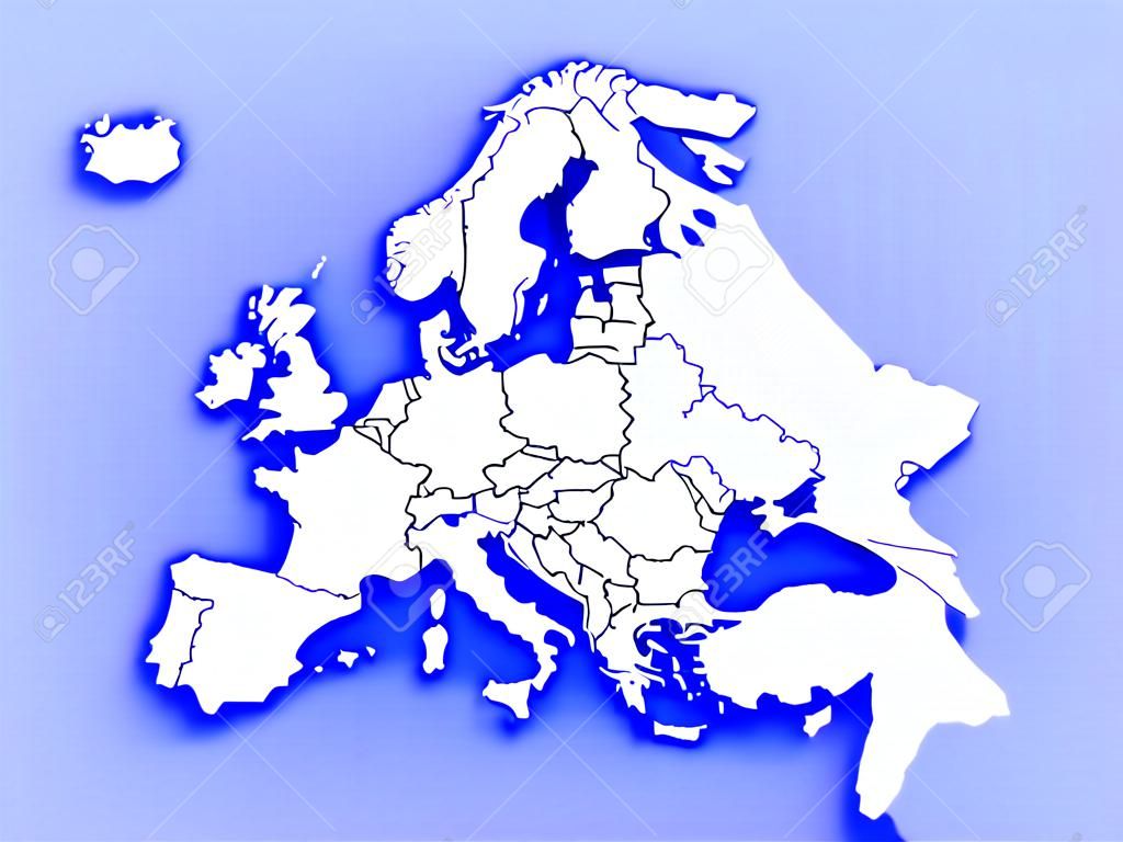 3D-Darstellung einer Karte von Europa