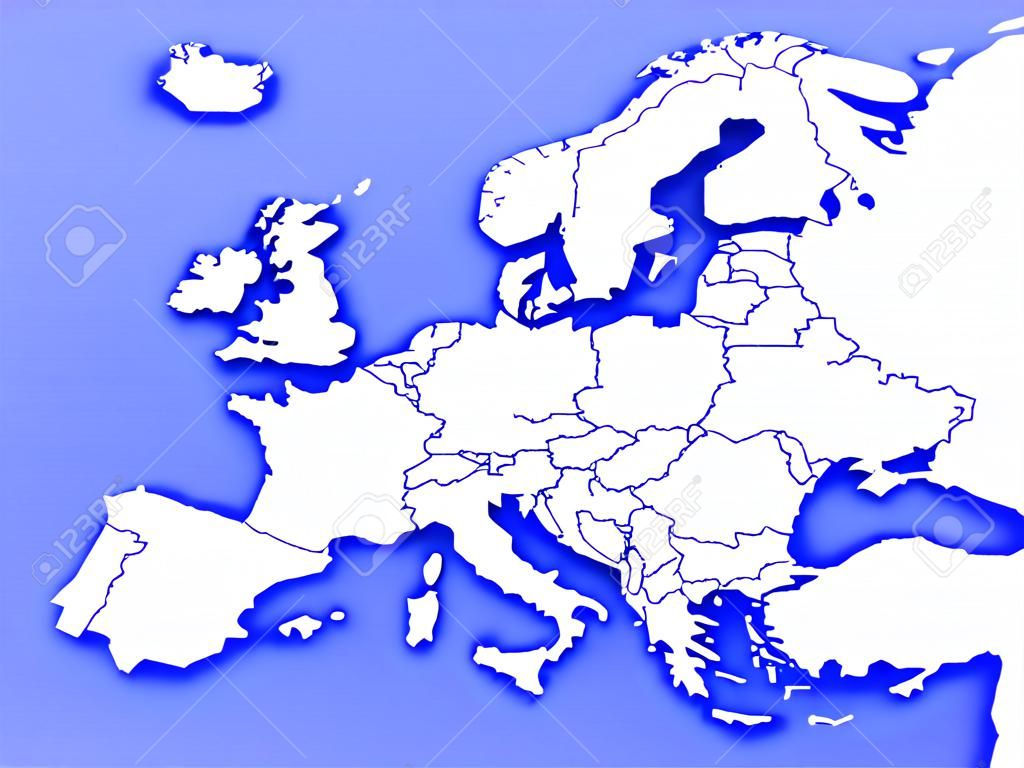 3D-Darstellung einer Karte von Europa