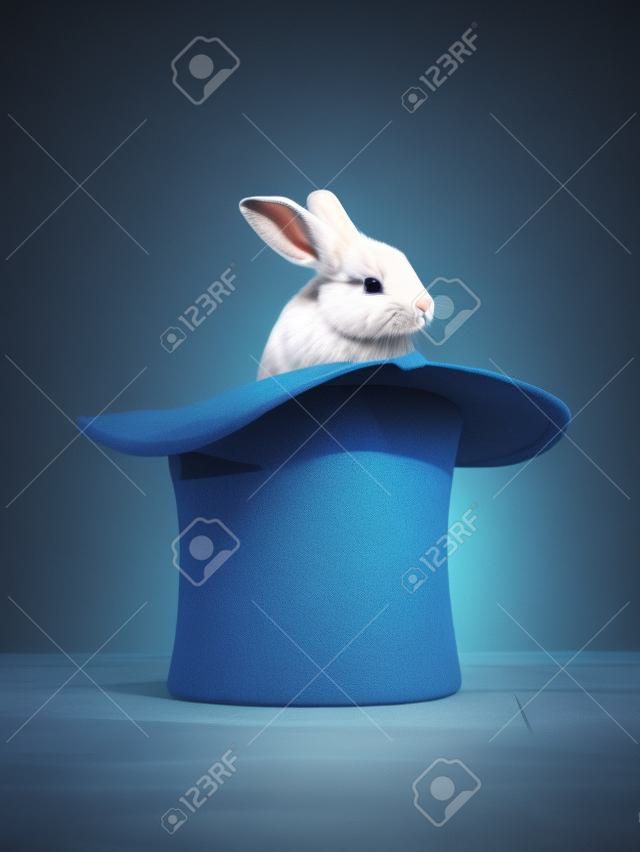foto composta de um coelho em um chapéu mágico