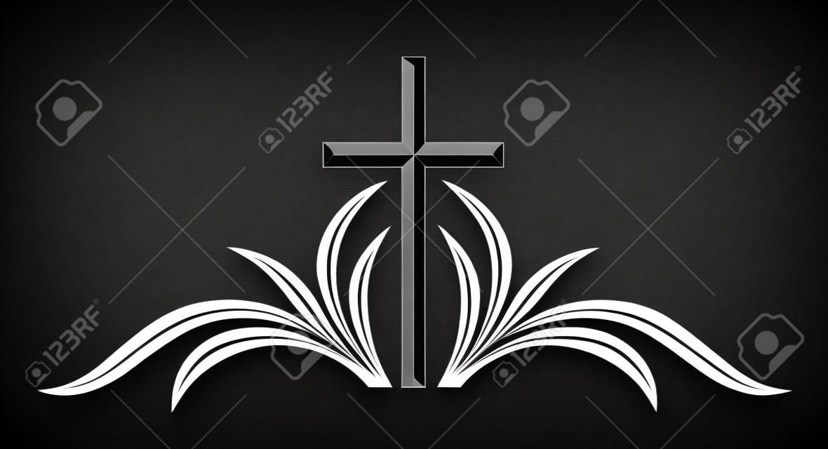abstrait décoration funèbre avec la croix et la branche