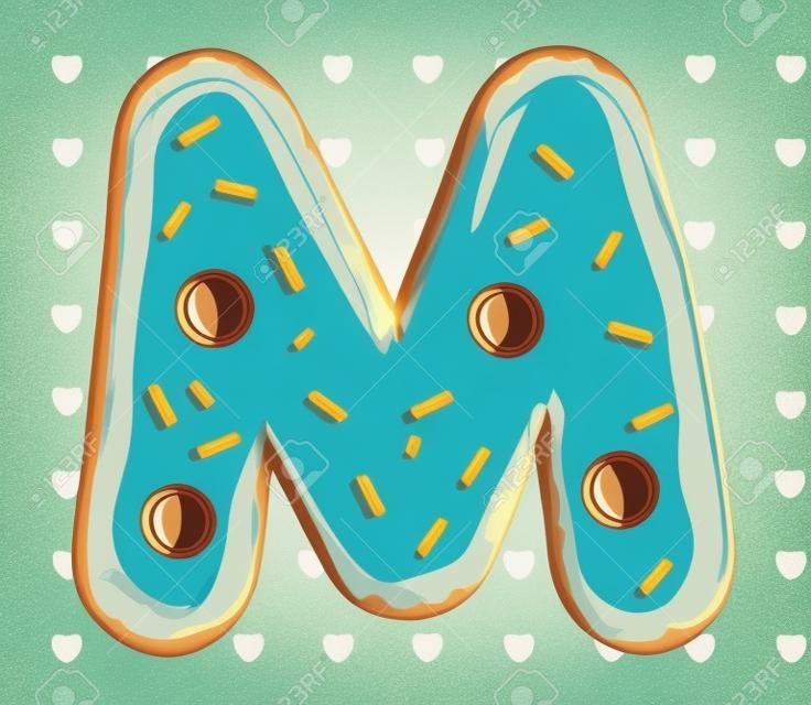 Vector sweet illustration of M donut text. Eps 10