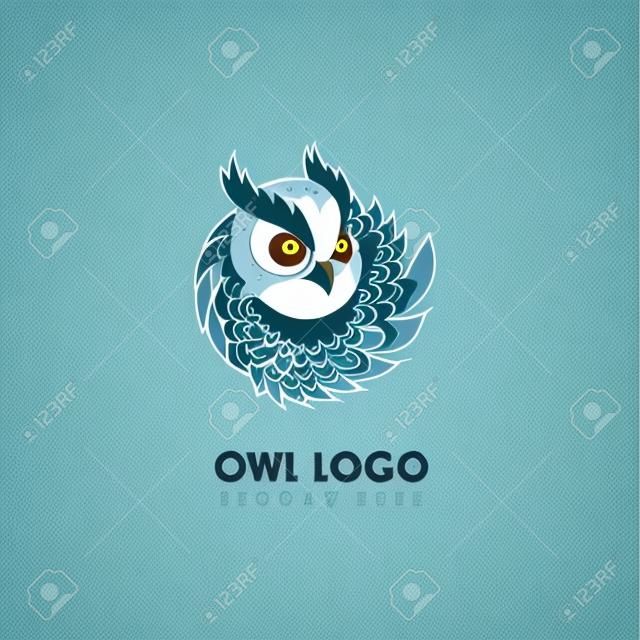 Modèle de logo de concept de hibou. Label pour entreprise ou organisation. Illustration vectorielle