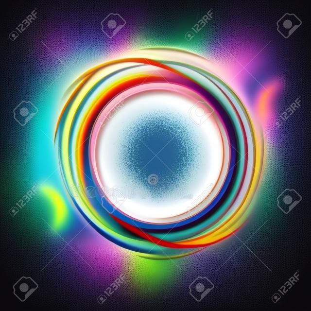 Abstract colorful luminous swirling, isolated on dark background. Vector Illustration