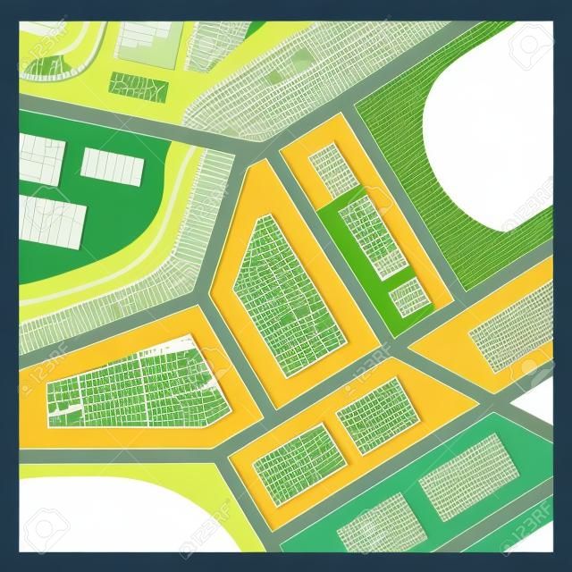 Vector map template illustration. Mapa simples da cidade plana