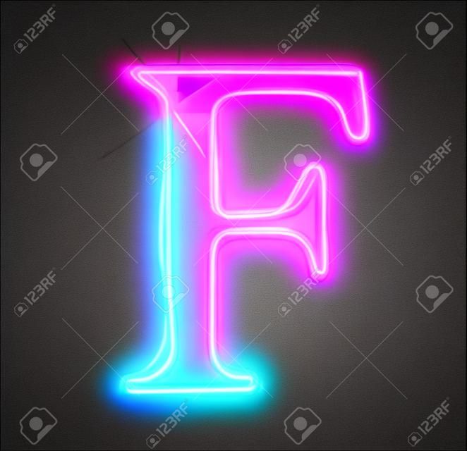 Glowing neon font. Shiny letter