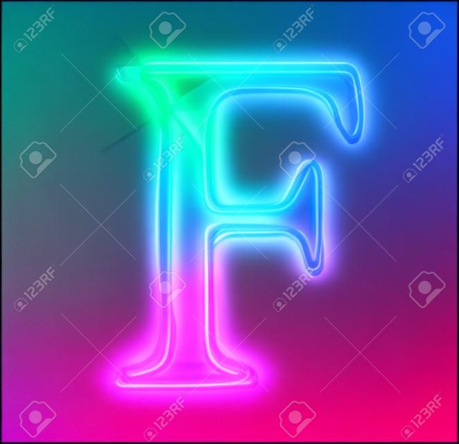 Glowing neon font. Shiny letter
