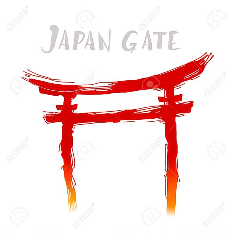 Japan Gate calligraphy. Abstract symbol of hand-drawn