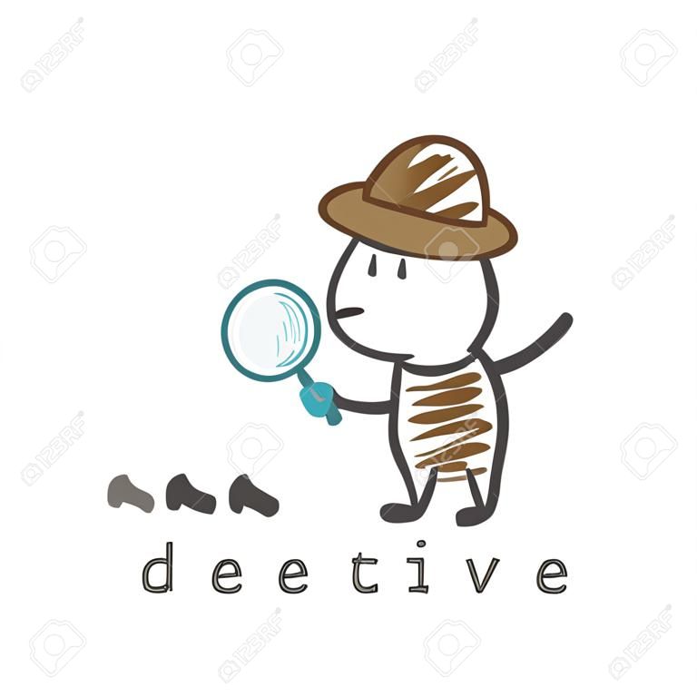 detective mirando a través de una lupa en la siguiente ilustración