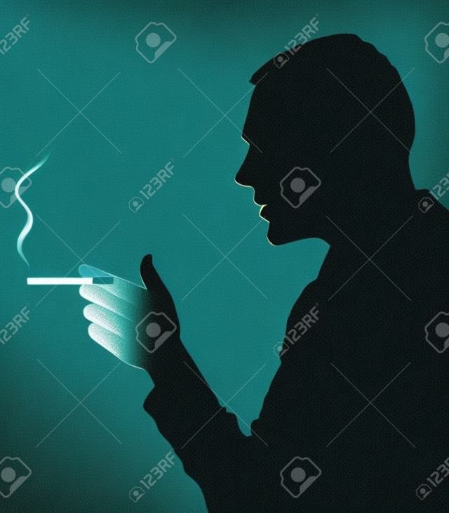 man smoking cigarette, vector