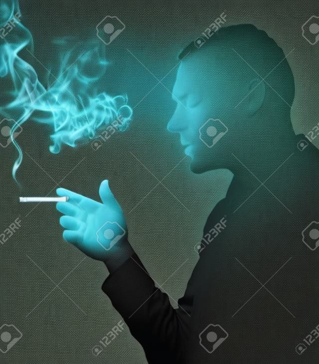 man smoking cigarette, vector