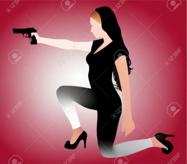 Girl shooting, vector