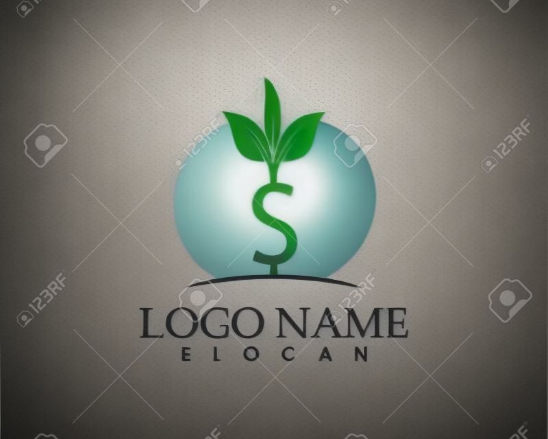 Modello di logo della pianta dei soldi di finanza aziendale