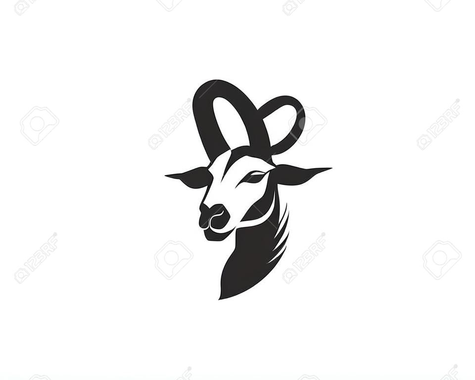 Ilustracja wektorowa logo głowa kozy