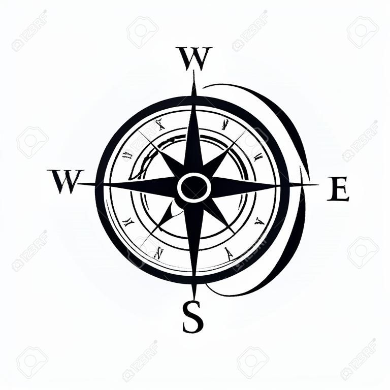Kompas na białym tle. kreatywnych ilustracji wektorowych kompasu magnetycznego róży wiatrów na białym tle na transoarent tle. projekt artystyczny dla globalnych podróży, turystyki, eksploracji. element graficzny koncepcji