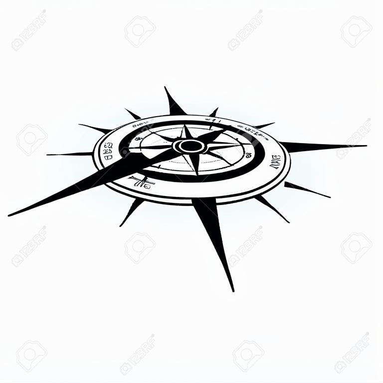 Compas on the white background. Creative vector illustration of wind rose magnetic compass isolated on transoarent background. Art design for global travel, tourism, exploration. concept graphic element