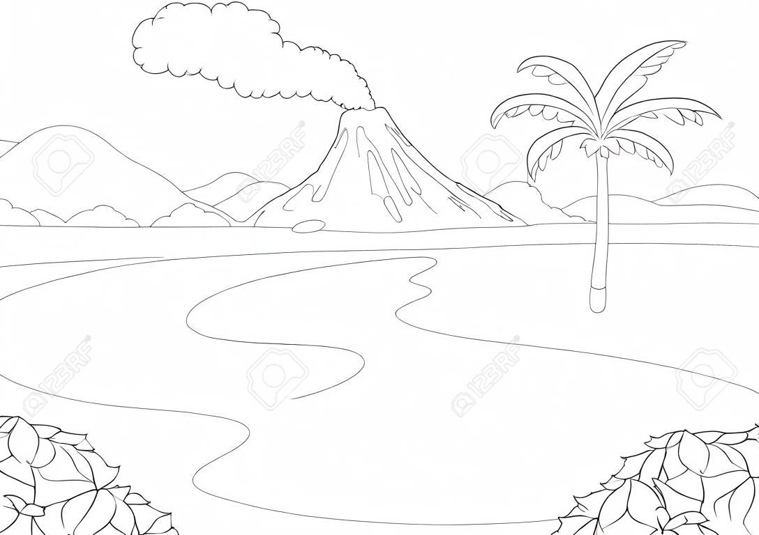 Volcanic eruption Coloring book for kids.