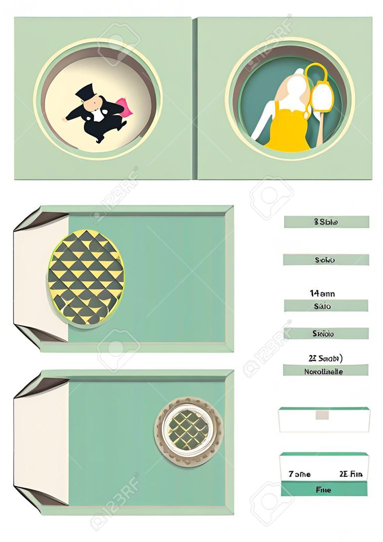 Box template. Gift package. Alice in Wonderland. Vector illustration.