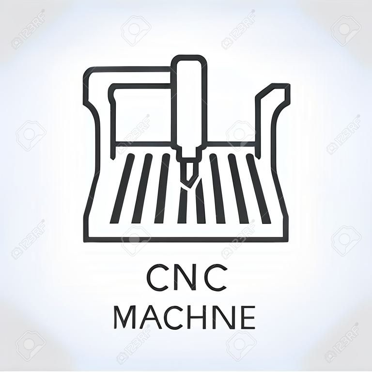 CNC machine line icon. Computer numerical controlled device, outline sign. Construction equipment for factory, plant. Graphic contour pictogram. Vector illustration of laser cutting series