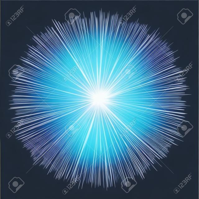 Niebieski wybuch światła. Ilustracji wektorowych