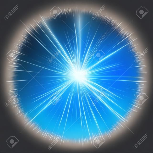 Синий взрыв света. Векторные иллюстрации