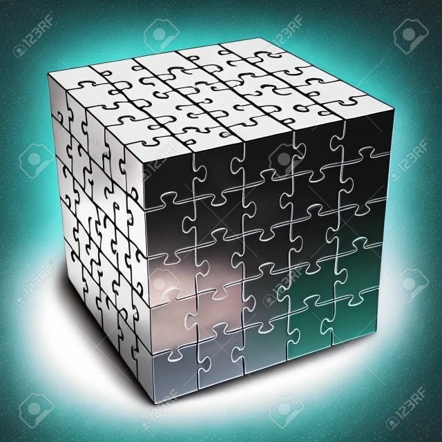 Jigsaw Puzzle Cube todas las partes juntas ilustración