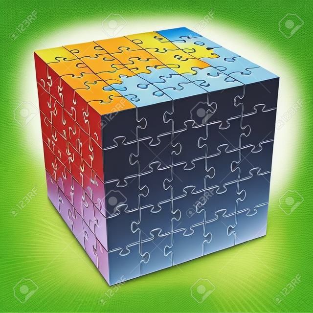 Jigsaw Puzzle Cube todas las partes juntas ilustración