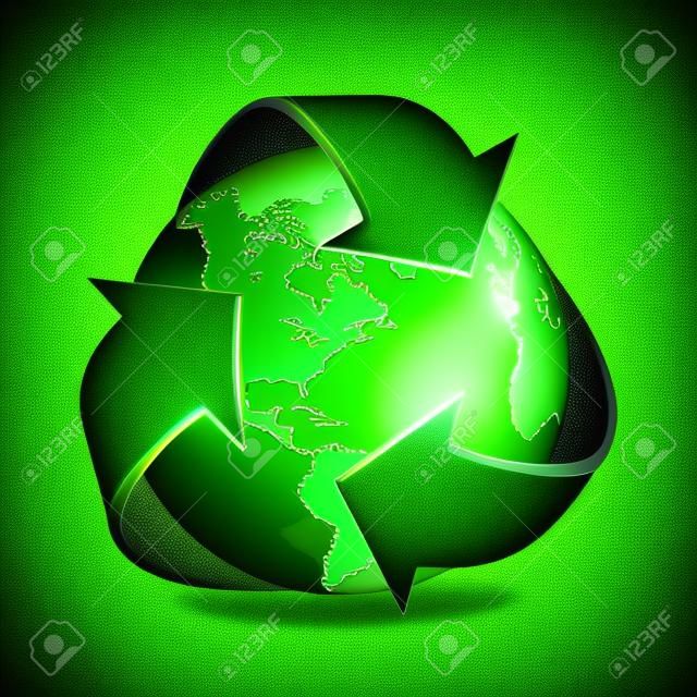 Green Earth mit Recycled Symbol Vektor-Illustration