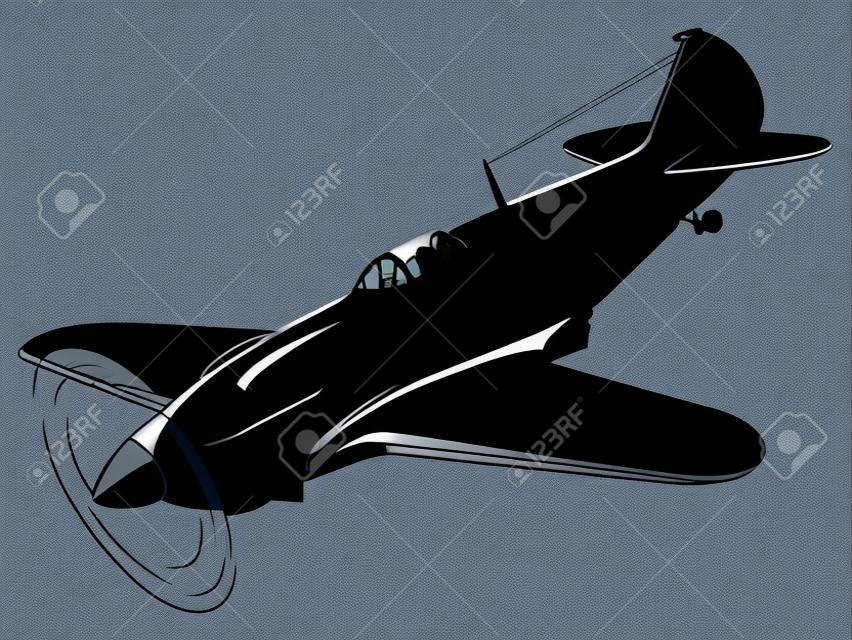 Vector silhouette del vecchio aereo da caccia
