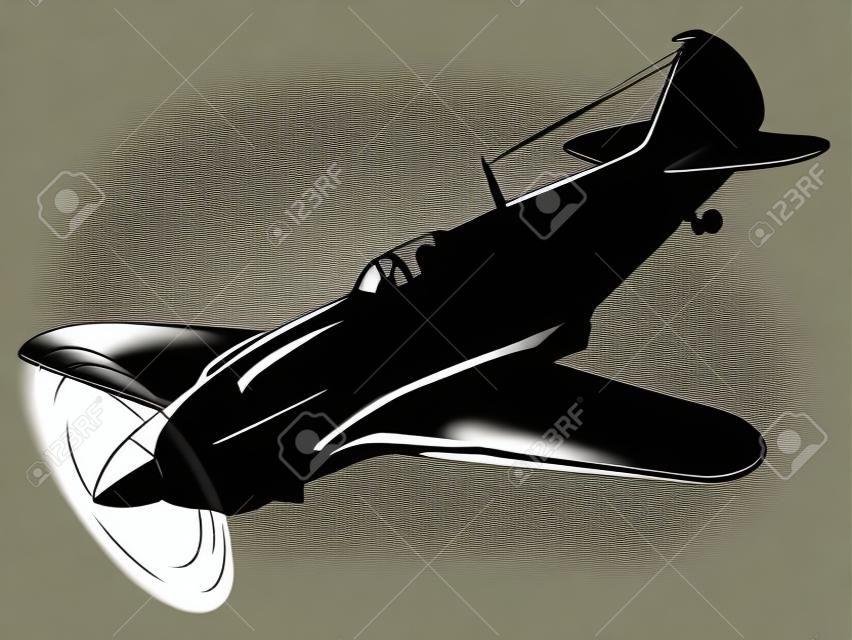 古い戦闘機のベクトル シルエット