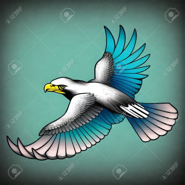 Abstract eagle in the form of a tattoo Vector illustration.