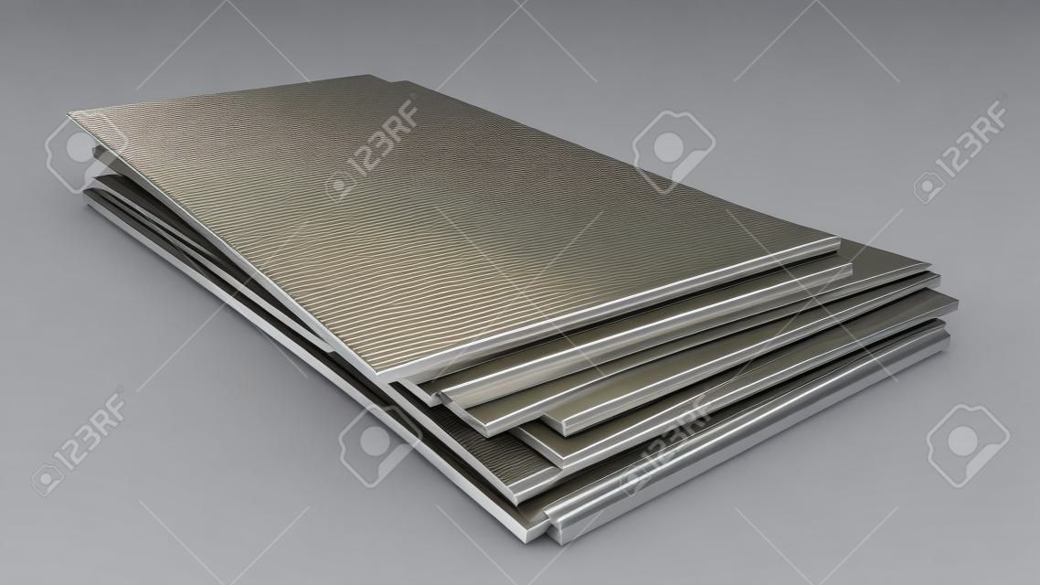 Stack of steel profile sheets. 3D Illustration