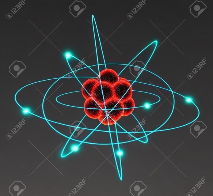Atom. Элементарных частиц. 3D фона ядерной физики
