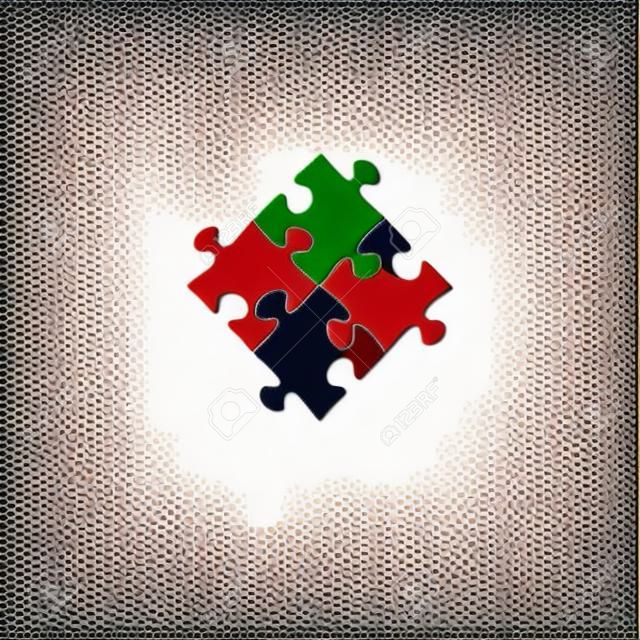 puzzle pieces vector isolated colored object