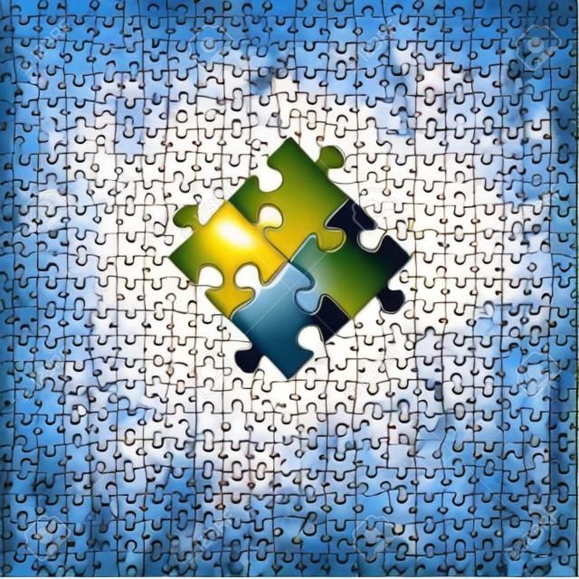 puzzle pieces vector isolated colored object
