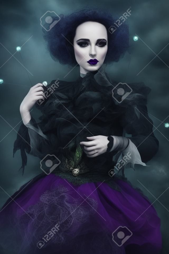 Portrait of an enchanting witch woman, beautiful and glamorous