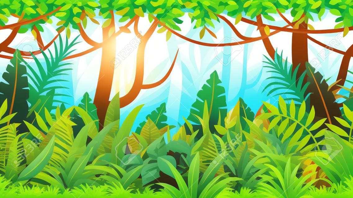 Naadloze natuur jungle cartoon landschap