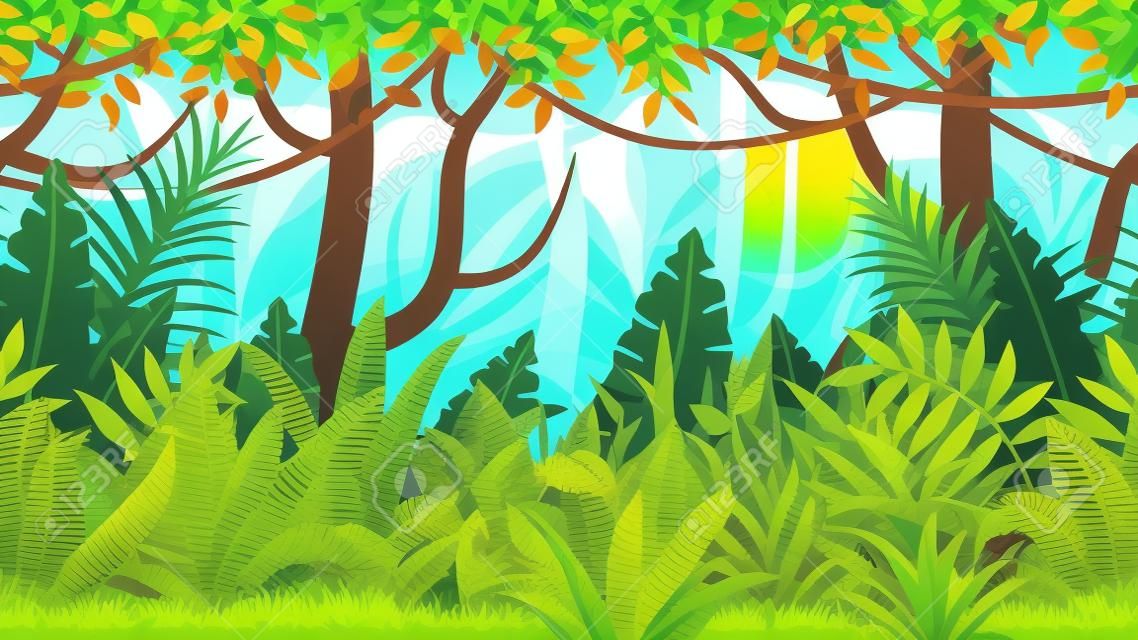 Paisagem sem emenda dos desenhos animados da selva da natureza
