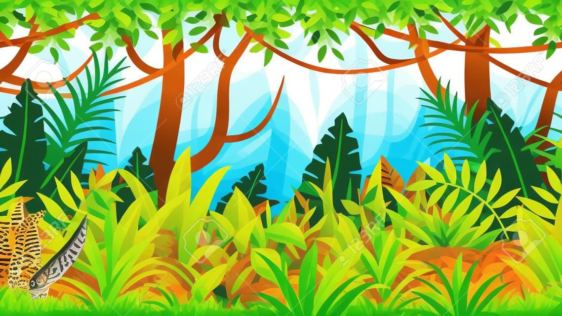 Seamless nature jungle cartoon landscape