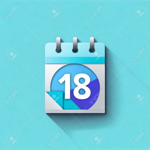 平日曆圖標。日期和時間背景。 18號