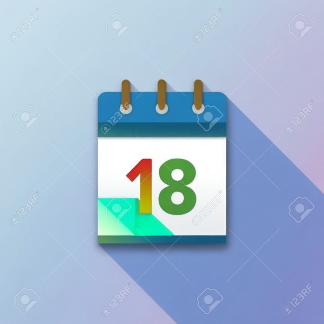 平日曆圖標。日期和時間背景。 18號