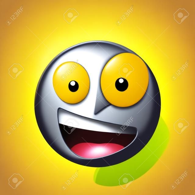Émoticône souriante, souriante, heureuse. Visage jaune avec émotions. L'expression du visage. Emoji 3D réaliste. Personnage drôle de dessin animé. Bonne qualité. Icône Web. Illustration vectorielle.