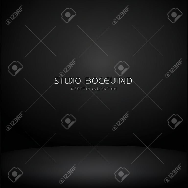 Empty black gray studio abstract background with spotlight effect. Product showcase backdrop.