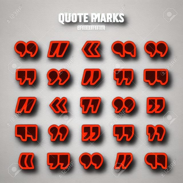 Znaki cudzysłowu wektor zbiory czerwone cytaty ikona kolorowe naklejki kolekcja symbol znaku mowy