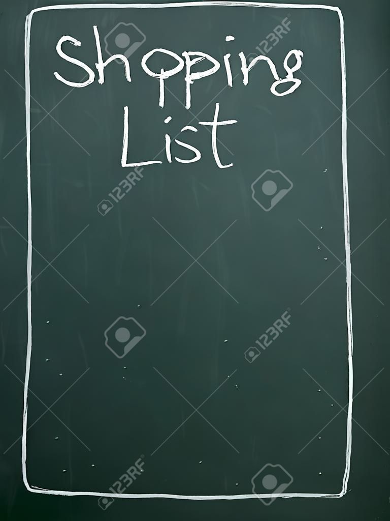 tytuł lista zakupów napisane kredą na tablicy