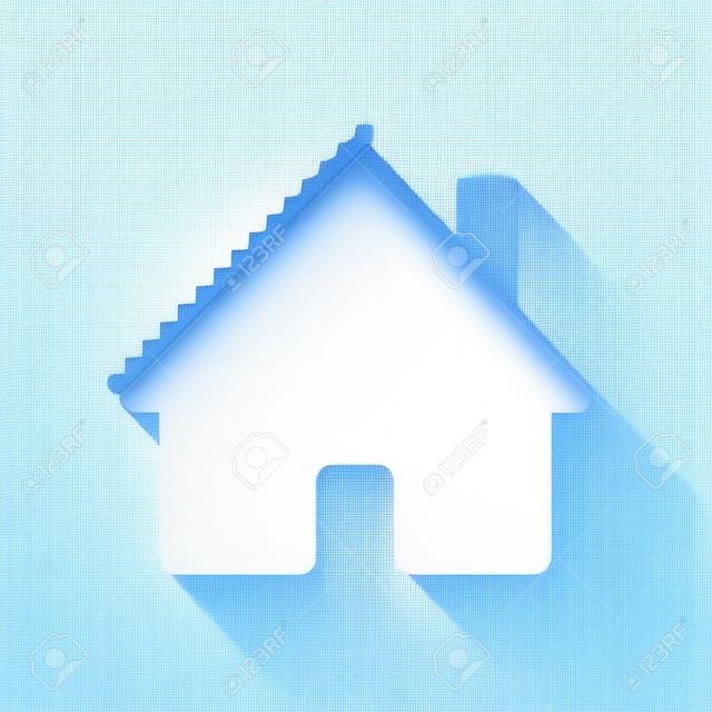 Ikona domu. Biała ikona z cieniem na przezroczystym tle